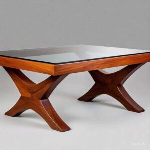 Elegant Wooden Glass Table